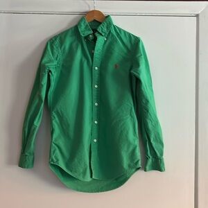 Ralph Lauren Men's Green Classic Fit Button Down Cotton Polo Shirt XS